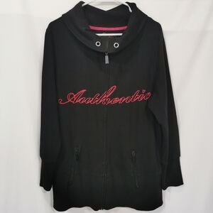 AE Sport 'Authentic' Full Zip Athletic Jacket in Black/Pink - Sz 1X